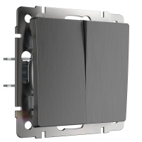 W1122004/ Электроустановочные изделия - Выключатель двухклавишный проходной (графит рифленый)